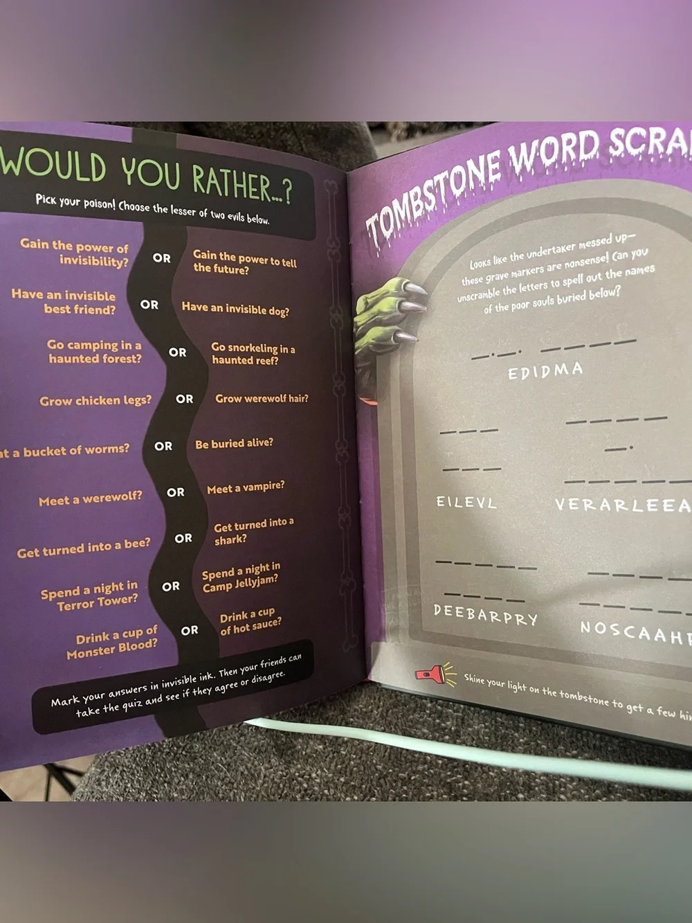 Goosebumps Haunted Ink Activity Book w/ UV Invisible Ink Pen Halloween